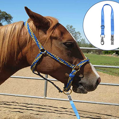 Rosemarie Trailer Cross Tie, Horse Haulage Adjustable Nylon Straps Leads with Panic Snap Fixed Eye Equestrian Equipment - color: Blue