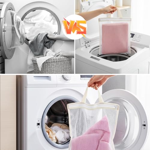 4Pcs Small Mesh Laundry Bags for Delicates Hanging Mini 12 x 10 Inches Durable Lingerie Bags for Washing Machine Wash Laundry Net Bag for Lingerie Underwear Socks Baby Clothes Travel 32x27cm