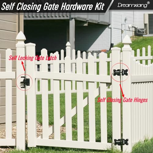 Heavy Duty Self Closing Gate Hinge & Self Locking Latch Hardware Kit, 1Pack
