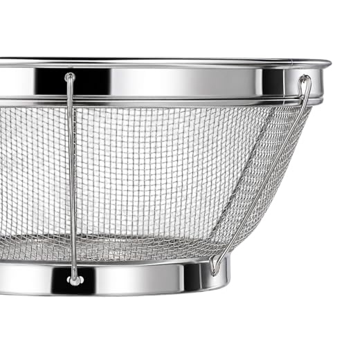 Rice Strainer Fine Mesh, Stainless Steel Colander Fine Mesh Strainer for Pasta, Rice, Fruit, Metal Net Baskets for Strain, Drain, Rinse or Steam