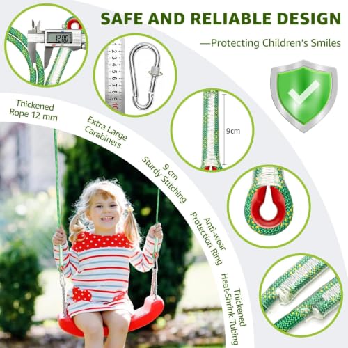 Heavy Duty Tree Swing Ropes with Safer Lock-(2Pack,Green,5FT) - color: Green, size: 60''(5FT)-2 Pack