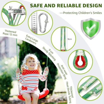 Heavy Duty Tree Swing Ropes with Safer Lock-(2Pack,Green,5FT) - color: Green, size: 60''(5FT)-2 Pack
