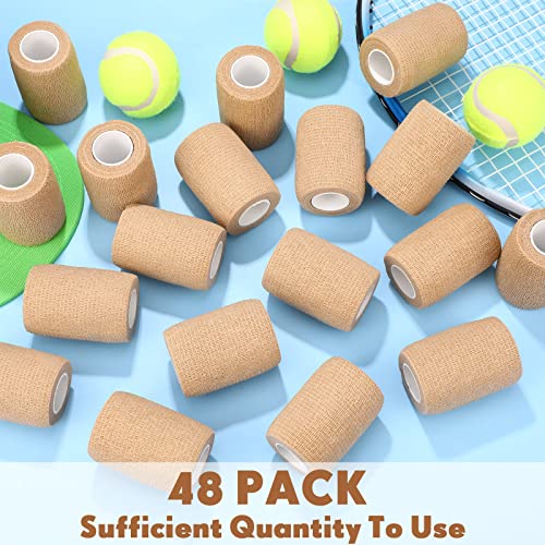 Treela 48 Pack Self Adhesive Wrap Bandage,Nude,3 Inches X 5 Yards - color: Nude, size: 3 Inch X 5 Yard