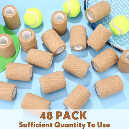Treela 48 Pack Self Adhesive Wrap Bandage,Nude,3 Inches X 5 Yards - color: Nude, size: 3 Inch X 5 Yard