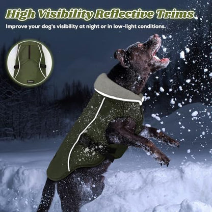 EMUST Dog Winter Coat, Waterproof Fleece Dog Jacket Winter for Medium Dogs - color: Green, size: Medium