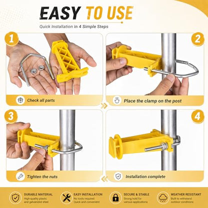 25 Pcs Yellow Tube Electric Fence Insulators Extender with U-Bolt - color: Yellow, size: 25 Pack