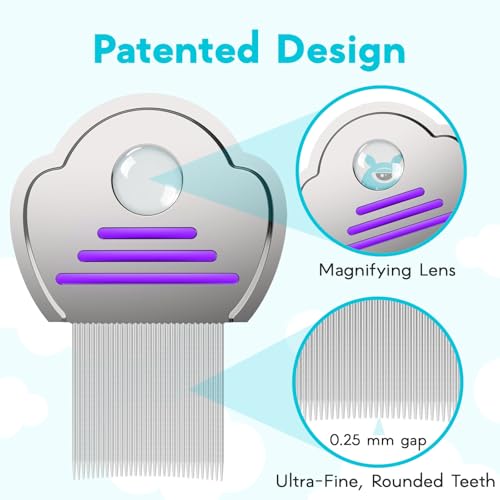 Lice Comb for Kids 2-Pack – Nit Comb with Magnifier, All Hair Types