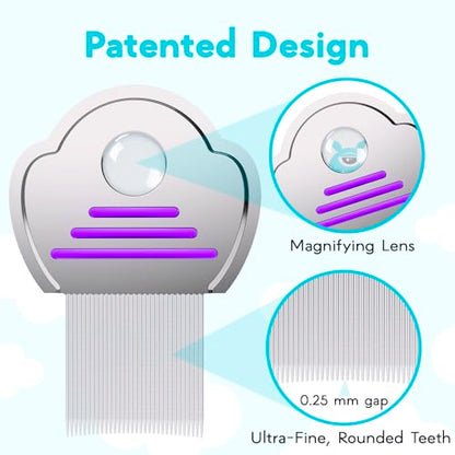 Lice Comb for Kids 2-Pack – Nit Comb with Magnifier, All Hair Types