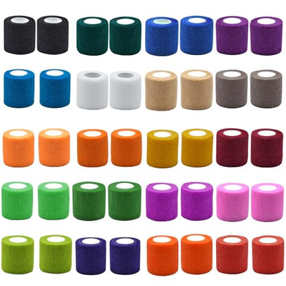 40 Rolls Self Adhesive Bandage Wrap Bulk Breathable Athletic Tape Elastic Cohesive Bandage Adhesive Wrap Roll for Sports Wrist Ankle, 2 Inch x 5 Yard (Multi Colors)