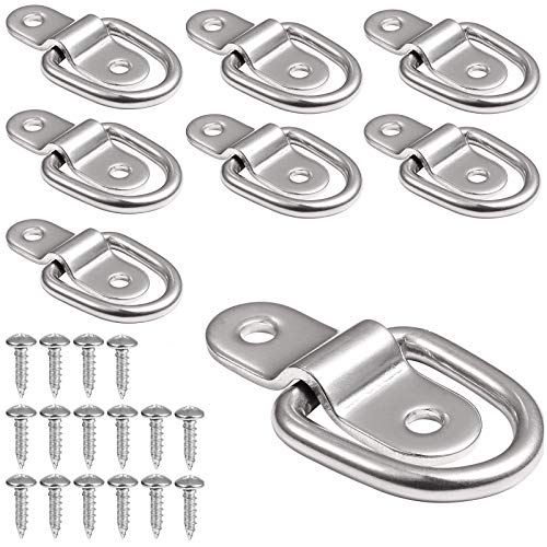304 Stainless Steel D-Ring Tie Down Anchor 1/4 Inches Heavy Duty Lashing Surface Floor Mount for Safe and Secure Hauling (8-Pack)
