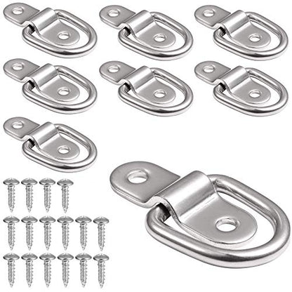 304 Stainless Steel D-Ring Tie Down Anchor 1/4 Inches Heavy Duty Lashing Surface Floor Mount for Safe and Secure Hauling (8-Pack)