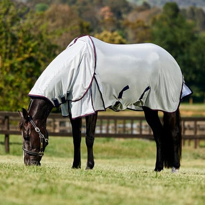 WeatherBeeta ComFiTec Airflow Fly Sheet Detach-A-Neck, Grey/Navy/Burgundy, 75" - size: 75"