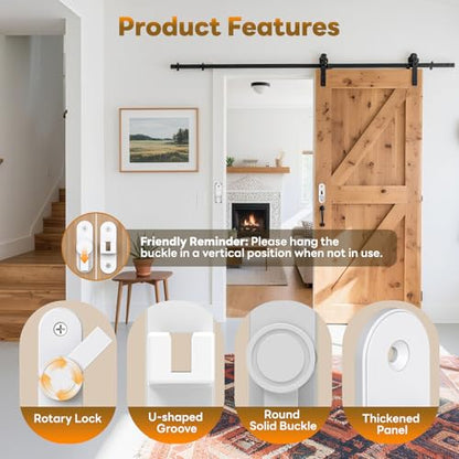 Sliding Barn Door Lock - 90/180° Flip Door Latch (White-1 Pc) - color: White-1 Pc