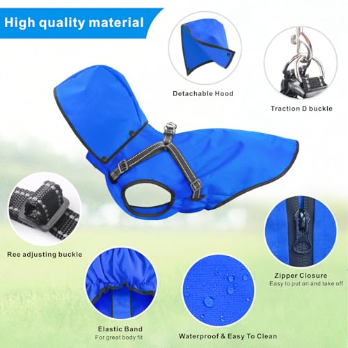 Dog Raincoat Waterproof Dog Hoodie Reflective Doggie Raincoat Hooded Adjustable Rain Jacket for Small Medium Large Dogs Puppies Doggie Black Red Yellow Green (Blue, S) - color: Blue, size: S