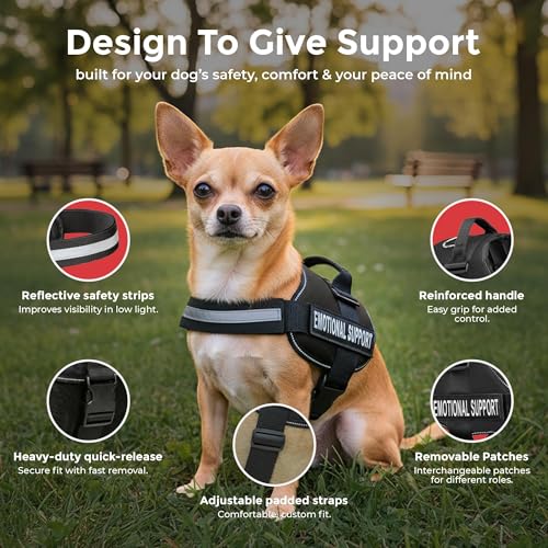 Industrial Puppy Emotional Support Vest Harness, XS 16.5-21.5 in, Black - color: Black, size: XS, Fits Girth 16.5-21.5"