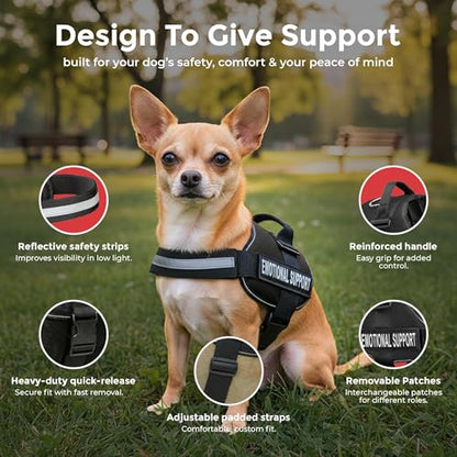 Industrial Puppy Emotional Support Vest Harness, XS 16.5-21.5 in, Black - color: Black, size: XS, Fits Girth 16.5-21.5"