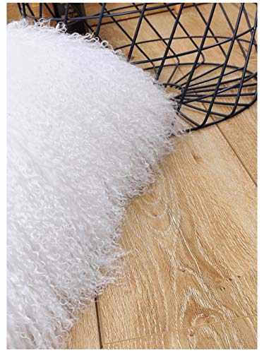 100% Real Mongolian Lamb Fur Cushion Cover/Pillowcase (26x26inch, White) - color: White, size: 26" x 26" (Pack of 1)