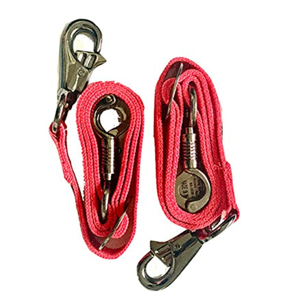 Majestic Ally Pack of 2, Double Thick Trailer Tie for Horse Haulage with Adjustable Buckle, Panic Snap and Bull Snap – 1 Inch by 36 Inch (Red) - color: Red