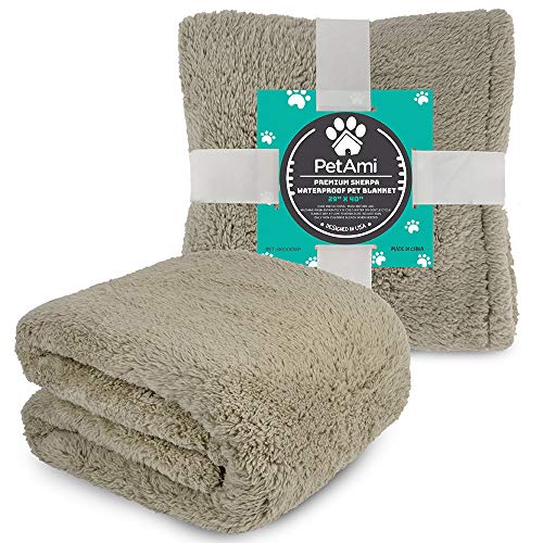 PetAmi Fluffy Sherpa Waterproof Dog Blanket for Medium Pet Cat 29x40, Taupe - color: Taupe, size: Medium (29x40)