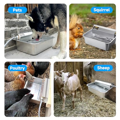 Automatic Water Dispenser for Dogs, 2 Gallon 304 Stainless Steel Large Dog Water Bowl Dispenser for Indoor/Outdoor, Pets & Livestock Self-Filling Waterer, Fits GHT 3/4" Faucet, Easy to Clean