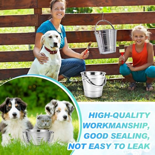 Hicarer 10 Pack 1.5 Quart Stainless Steel Dog Water Buckets, Metal Pails - size: 1.5 Quart