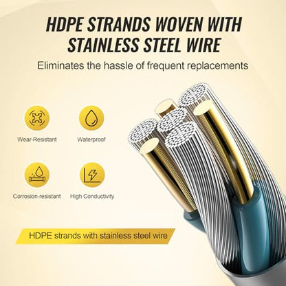 VEVOR Electric Fence Wire, 3366Ft 1026M Portable Polywire, 1/8" Diameter 6 Stainless Steel Strands for Reliable Conductivity and UV, Rust Resistance, Fencing Rope Line for Horse, Cattle, Livestock - size: 3366Ft 1026M, style: 1/8" Strands