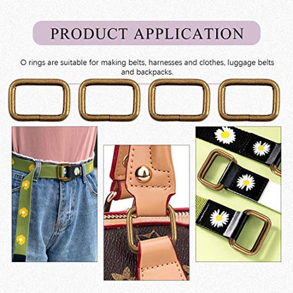 Swpeet 60Pcs 1 Inch / 25mm Heavy Duty Metal Ring Buckle Webbing Belts - color: Bronze, style: Metal Rectangle Ring