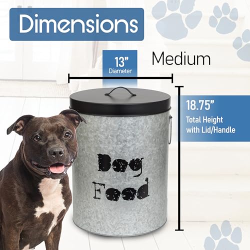 Medium & Small Dog 40lb & 20lb Pet Food Storage Canister with Scoop – Durable & Airtight for Freshnesss, Minimalist Design & Recyclable, Medium & Small Metal Container (Combo - Dog Bin - Med & Small) - size: Combo - Medium Dog 40lb & Small Dog 20lb