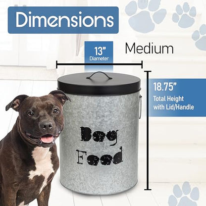 Medium & Small Dog 40lb & 20lb Pet Food Storage Canister with Scoop – Durable & Airtight for Freshnesss, Minimalist Design & Recyclable, Medium & Small Metal Container (Combo - Dog Bin - Med & Small) - size: Combo - Medium Dog 40lb & Small Dog 20lb