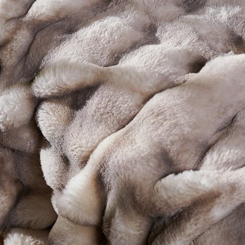 Mon Chateau 60" x 70" Dream Faux Fur Throw, Marble Print, Driftwood Bubble | Cozy Layer Comfort For Couch, Bed Or Chair. Lightweight Polyester Fabric With Easy Machine Wash Care - color: Driftwood Bubble