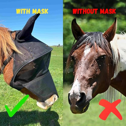 Solar Vizor Horse Fly Mask with Ear and Nose (Size COB), Innovative Design - 100% UV Eye Protection for Horses with Uveitis, Photosensitivity, Ulcer, Head Shaking, Protects from Flies, Insects, Dust. - size: COB