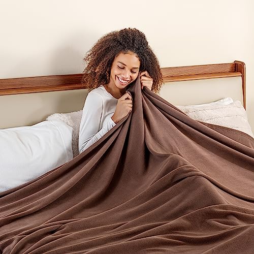 Berkshire Blanket Microfleece Queen Size Bed Blanket Taupe, Lightweight Soft Breathable Plush Micro Fleece Blanket for Bed Couch Sofa, 90x90 Inches - color: Foal, size: Full/Queen