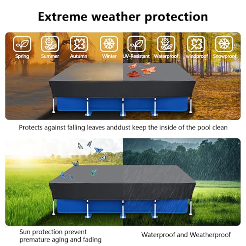 177 x 87 Rectangle Pool Covers Drawstring 14 ft for 178 x87 Rectangular Frame Solar Swimming Pools 14 x 7 ft Durable Heavy-Duty Winter Dust Proof Rain Proof Garden Outdoor Above Ground Pools Cover - size: 177 x 87 in
