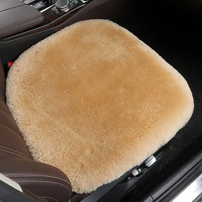 OGLAND 2 Pack Fuzzy Sheepskin Car Seat Covers for Soft Fur Wool Cushions - color: Honey Beige