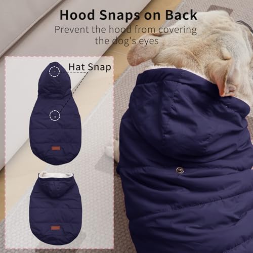 Vecomfy Warm Dog Coats with Hoodie,Winter Dog Jackets for Small Dogs - color: Blue, size: Medium