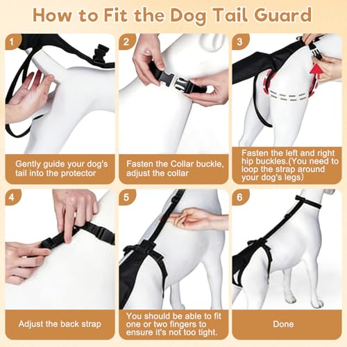 Dog Tail Protector for Large Dogs Adjustable Harness Style Tail Guard-Black