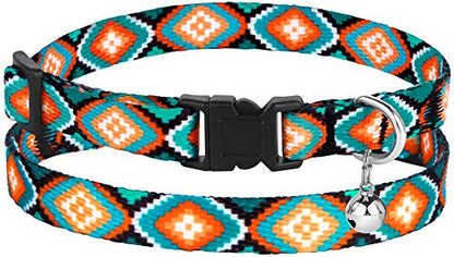 Tribal Aztec Cat Collar 2-Pack, Breakaway with Bell - color: Ethnic + Tribal