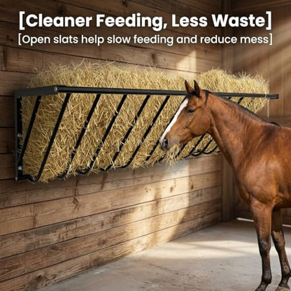 Carbon Steel Goat Hay Feeder, Wall Mounted Livestock Rack, 67 Gallon Dual-Use Rack for Feed, Blankets, Clothes, 63"