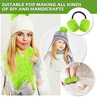 Tatuo 2 X 100 Inch Green Fake Fur Fabric for Crafts Sewing DIY - color: Green, size: 2 x 100 Inch
