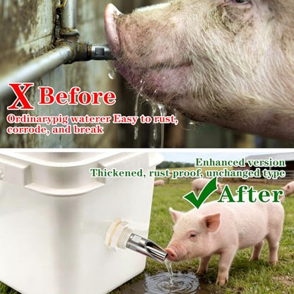 5-Pack Pig Water Nipple，Pig Nipple Waterer for Barrel Kit，Automatic Pig Nipple Drinkers Kit，Piglets Nipple Feeders for Hog Goat Sows Piglets