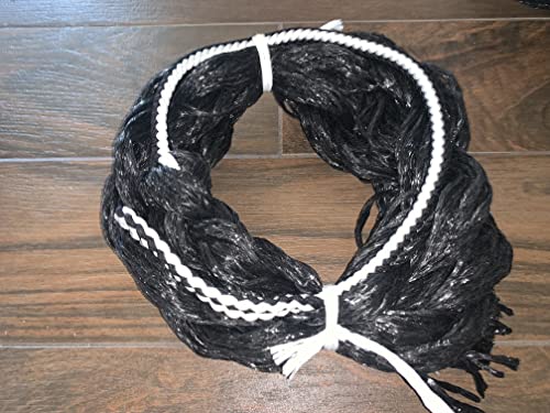 EPT Bull Ropes Adult Saddle Bronc Rein Extra Soft Black & White Cord on Black Poly 6'