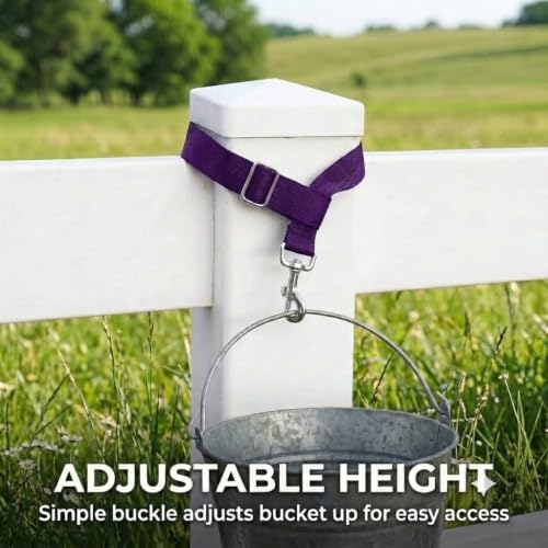 4Pack Nylon Bucket Straps for Horse Buckets & Hay Nets,Purple | Adjustable nylon bucket straps, heavy duty, quick release buckle, horse buckets, hay nets, water buckets, equestrian tack - color: Purple