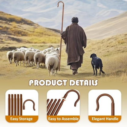 Adjustable Shepherd Staff, 63IN Crook Cane for Wizard Costume