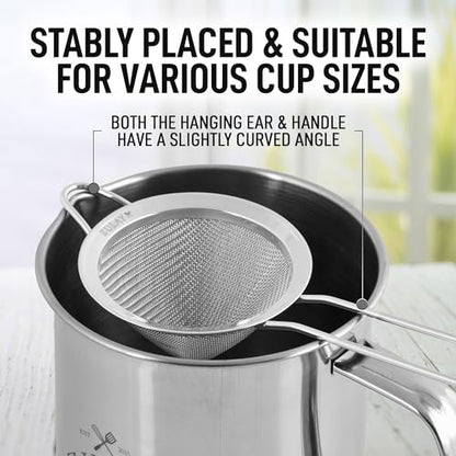 Zulay Kitchen 304 Stainless Steel Fine Mesh Strainer 3.35 in - Strainers Fine Mesh, Tea Strainers for Loose Tea - Perfect for Tea, Cocktails, Juicing, Drinks, Liquids, Matcha, Coffee & More - color: Silver