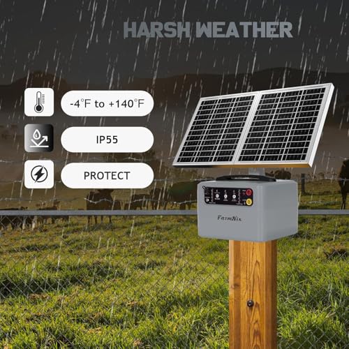 15W Solar Fence Charger, 6-12KV Adjustable Output 1.5J, 30 Miles