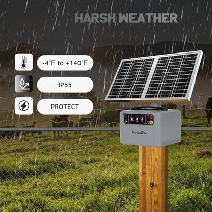 15W Solar Fence Charger, 6-12KV Adjustable Output 1.5J, 30 Miles