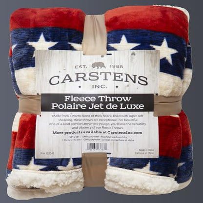 Carstens, Inc. Ultra Premium Super Soft Plush Sherpa Fleece Oversized Throw Blanket 54" x 68", Americana - color: Americana