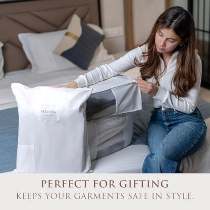 Cashmere Sweater Storage Bags | PACK OF 2 |Breathable & Washable Sweater Storage Bags | Suitable Clothes Organizer For Sweaters, Merino Wool, Scarves and more - size: LARGE