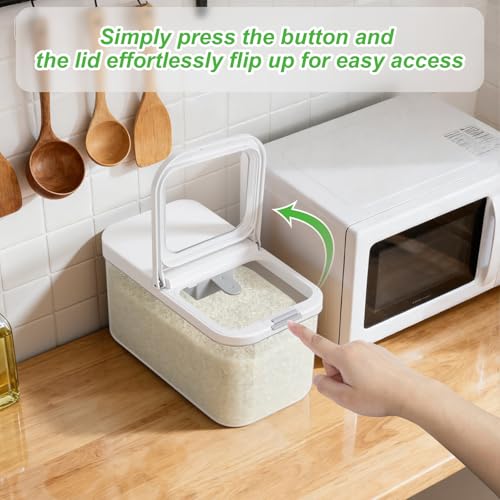 12 Lbs Rice Flour Sugar Storage Containers Dry Food Holder with Flip-up Lid | Airtight 6.5 Qt Crystal-Clear BPA Free Plastic Pet Dog Food Storage Container Bin for Kitchen Pantry Organization