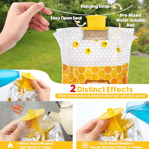 Large Hanging Fly Traps Outdoor with Dissolvable Bait Refills-6 Pack - size: 6 Packs